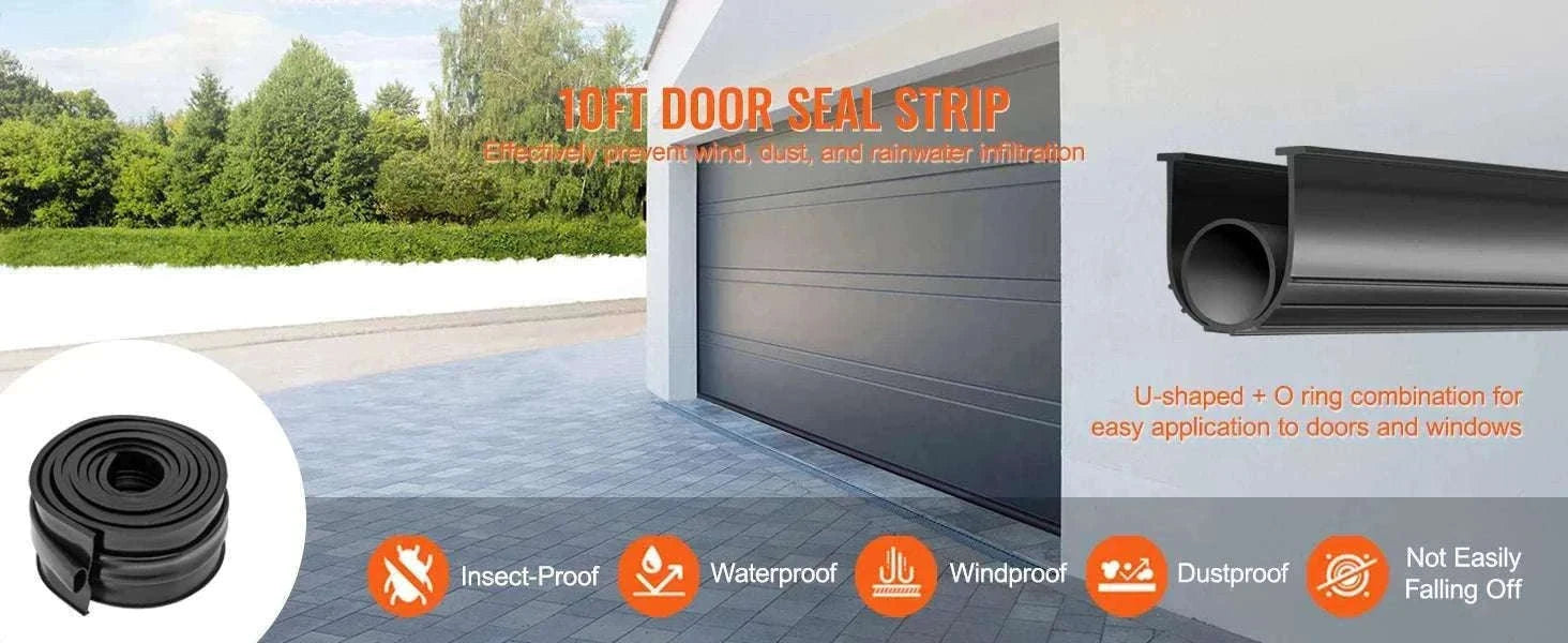 Garage Door Bottom Seal Rubber Strip U Shape Weatherproof Seal-16ft  4.8m / spain