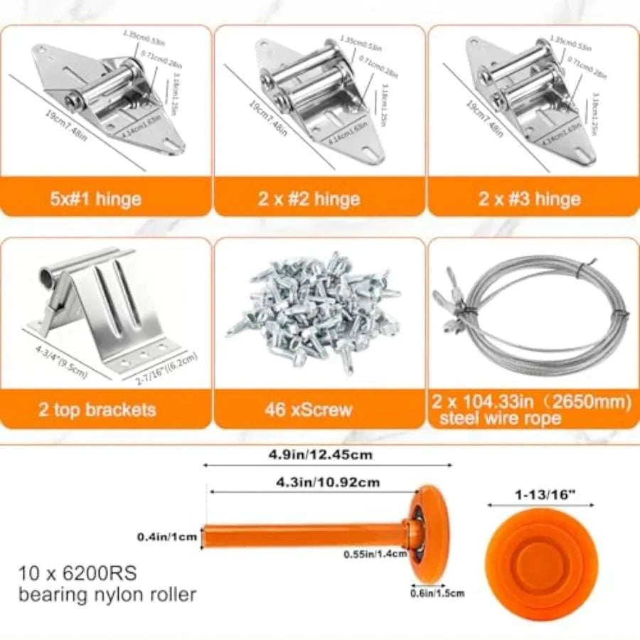 Garage Door Hardware Kit with 2" Nylon Rollers for 7' Doors-United States / aspic