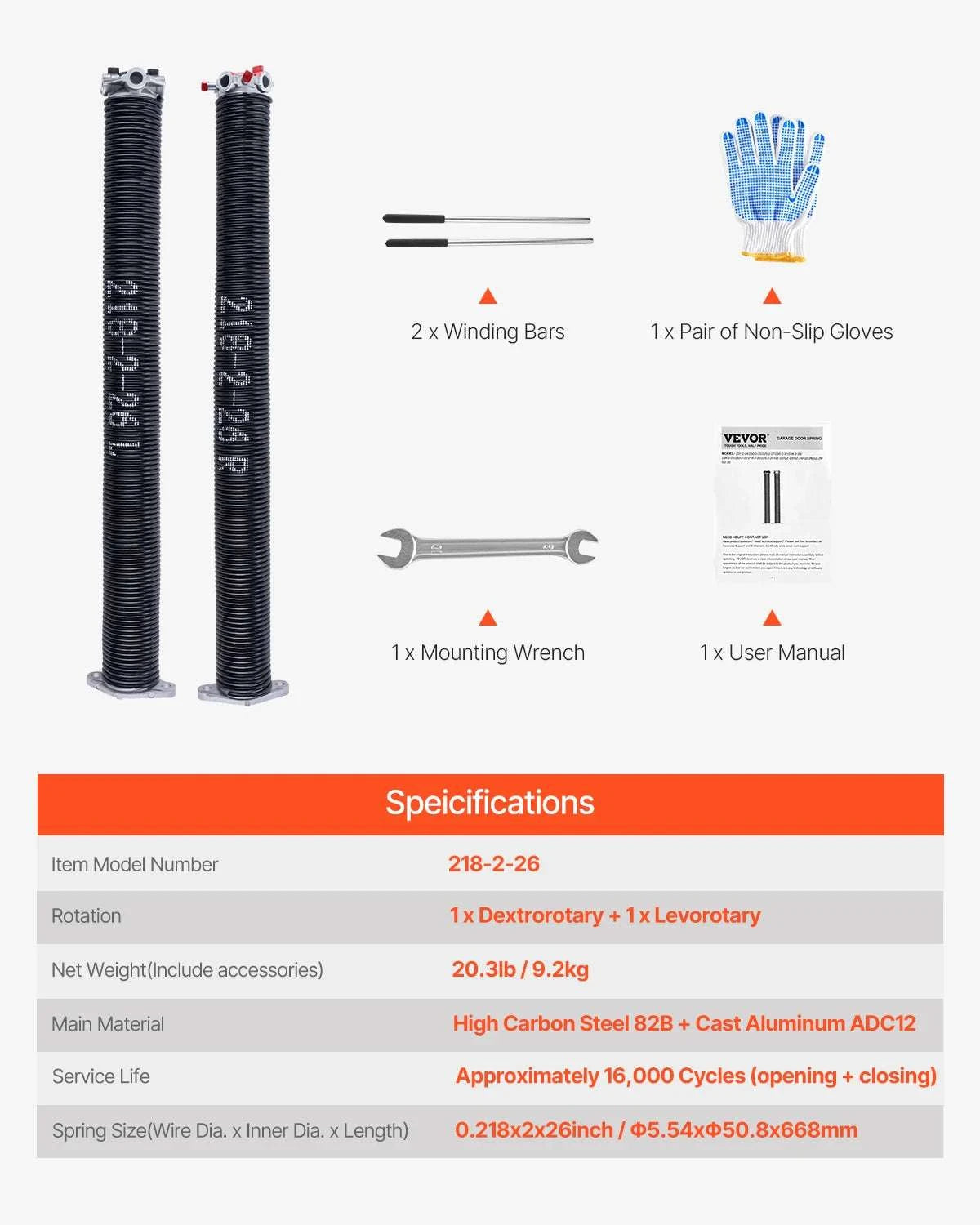 Garage Door Torsion Springs Pair 16,000 Cycles Black Coated Replacement-0.234 x2 x31in / United States