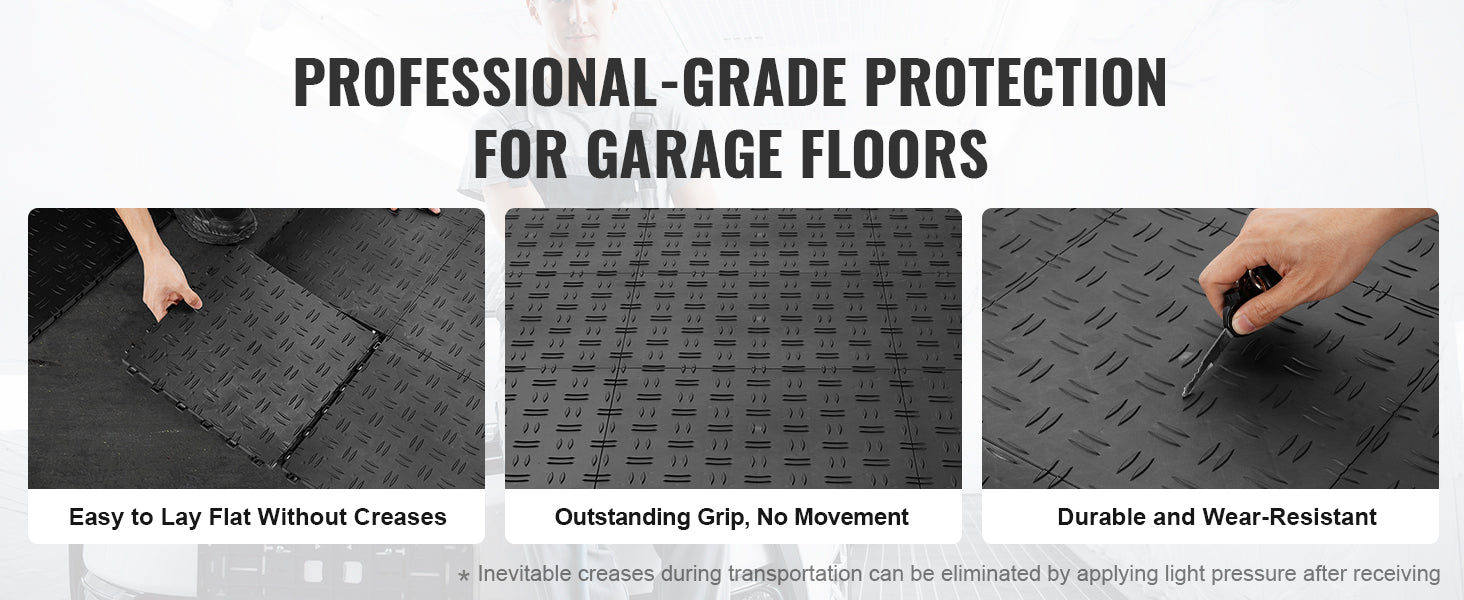 SucceBuy Garage Fliser Eksempel: Interlocking 12 tommer 25/50 stykker Garage Gulvbelægning Fliser Non-Slip Dobbeltsidet Struktur til Garager Reparation