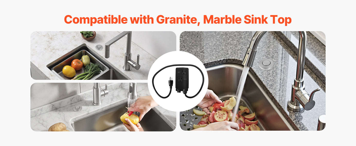 Garbage Disposal Air Switch Kit Dual Outlet Sink Top On/Off Button-3.5in Silver 2 / United States