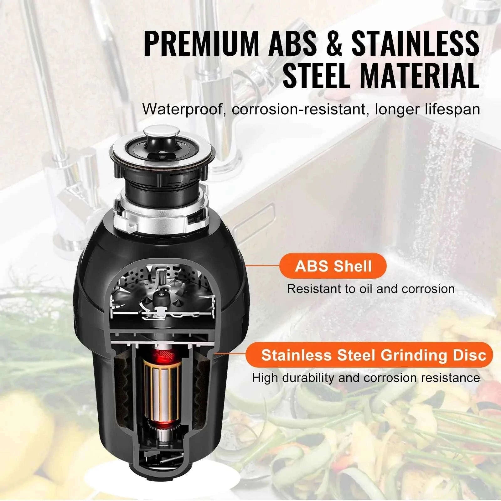 Garbage Disposal Continuous Feed Food Waste Disposer for Kitchen Sink-3820RPM / United States