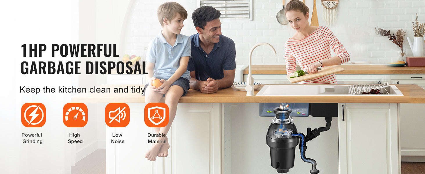Garbage Disposal Continuous Feed Food Waste Disposer for Kitchen Sink-3820RPM / United States