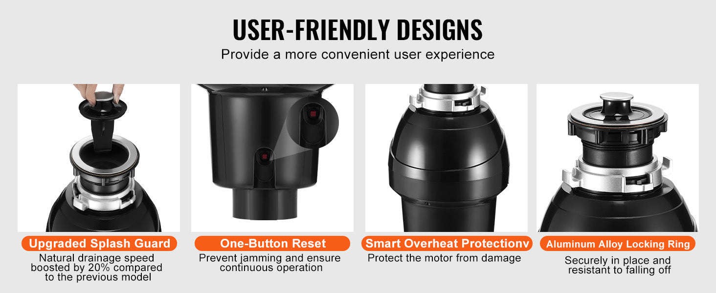 Garbage Disposal Continuous Feed Food Waste Disposer for Kitchen Sink-3820RPM / United States