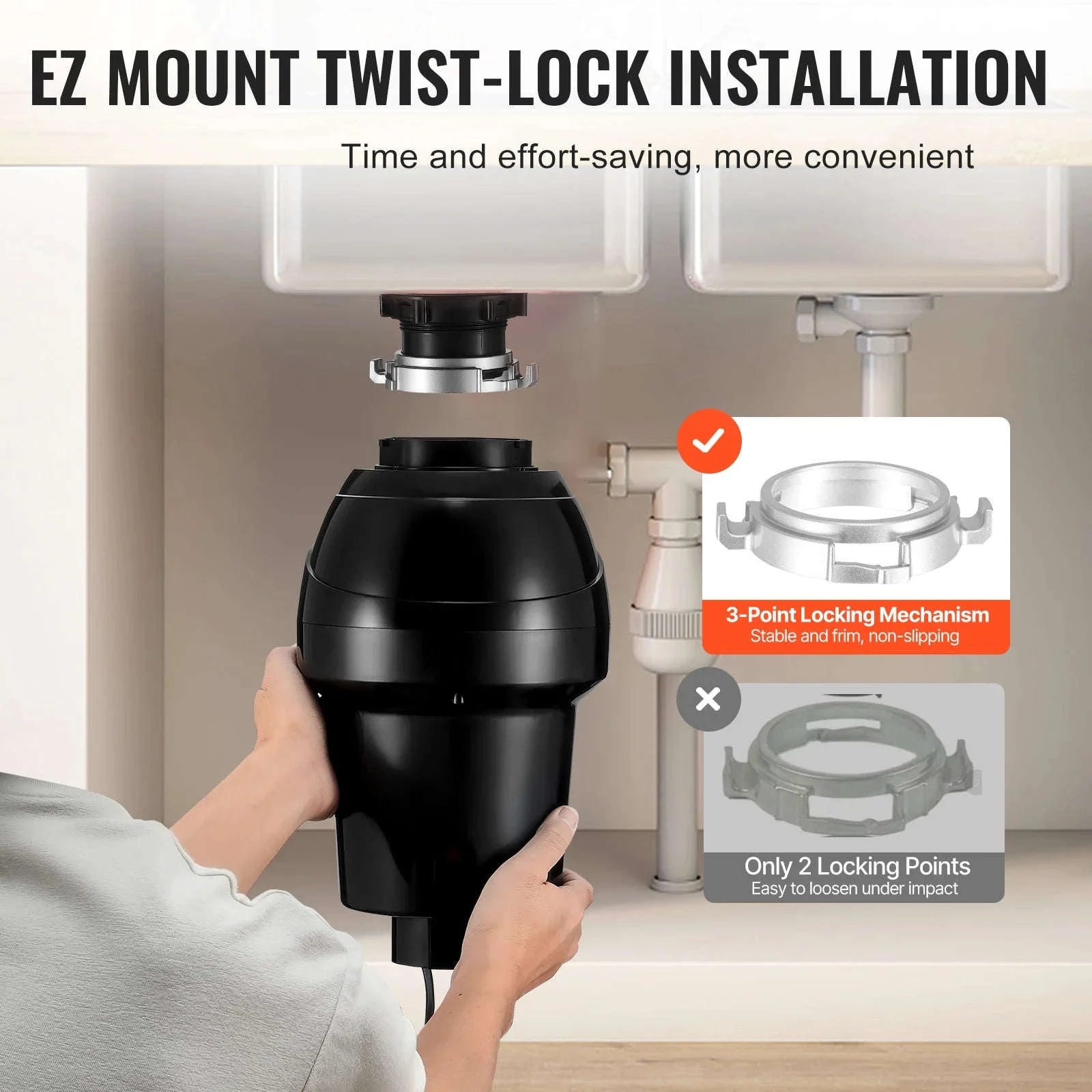 Garbage Disposal Continuous Feed Food Waste Disposer for Kitchen Sink-3820RPM / United States