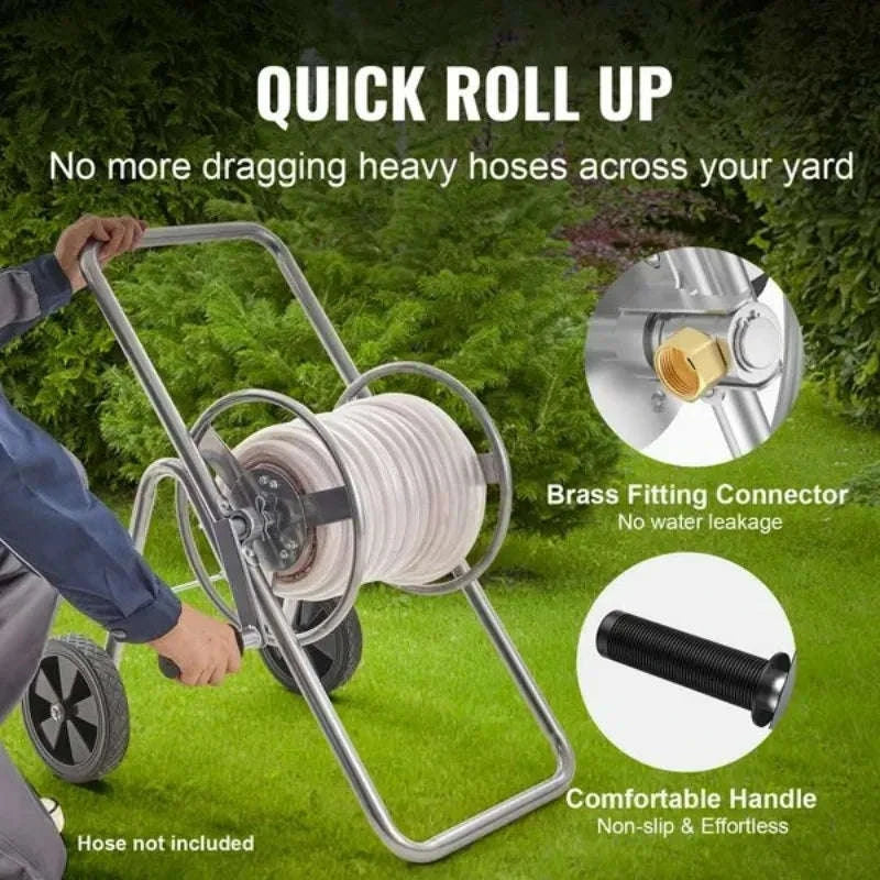 Garden Hose Reel Cart Holds 175 ft Hose with Wheels-United States
