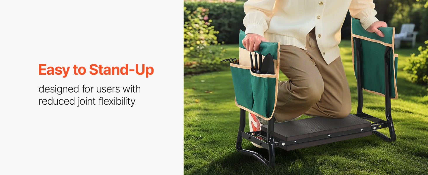Poggiapiedi e sgabello da giardino SucceBuy, ginocchiiera e sgabello 8 in 1, toppa per ginocchia con 2 tasche porta-attrezzi, allevia ginocchia e schiena, panchina da giardino per donne e nonni/nonnine.