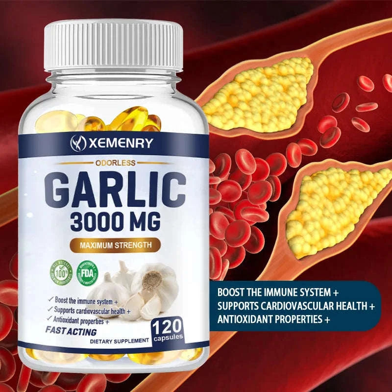 Garlic Capsules 3000mg – Immune & Cardiovascular Support-United States / 120 Capsules