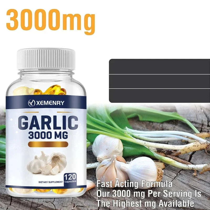 Garlic Capsules 3000mg – Immune & Cardiovascular Support-United States / 120 Capsules
