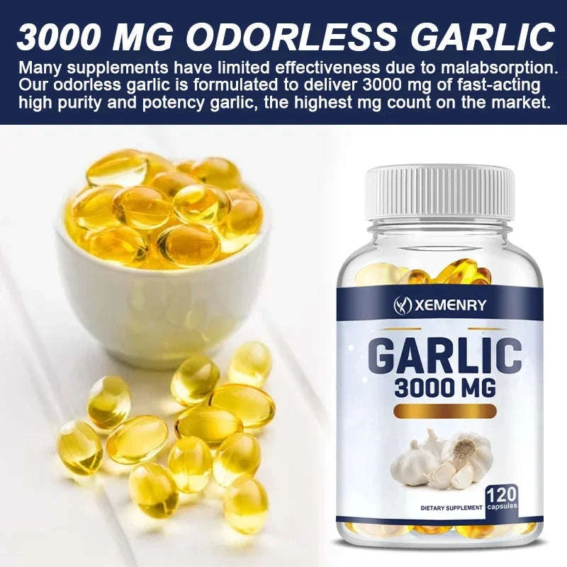 Garlic Capsules 3000mg – Immune & Cardiovascular Support-United States / 120 Capsules