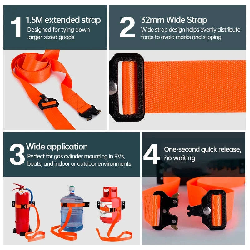 Gas Cylinder Mounting Bracket Kit with Quick-Release Strap-Gas Tank Holder