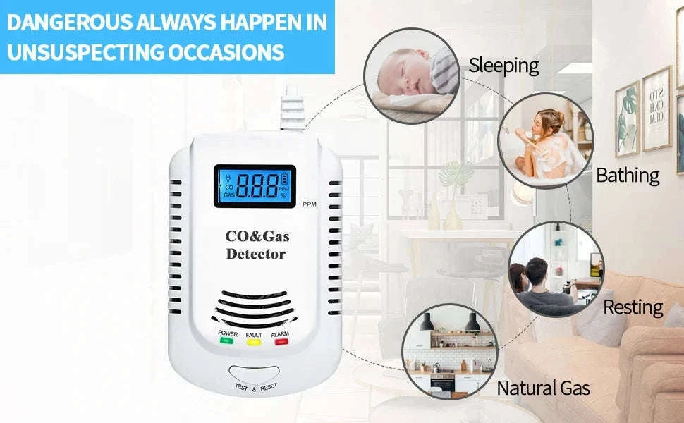 Gas Detector and Carbon Monoxide Alarm for Home Safety-CO and Gas Detector