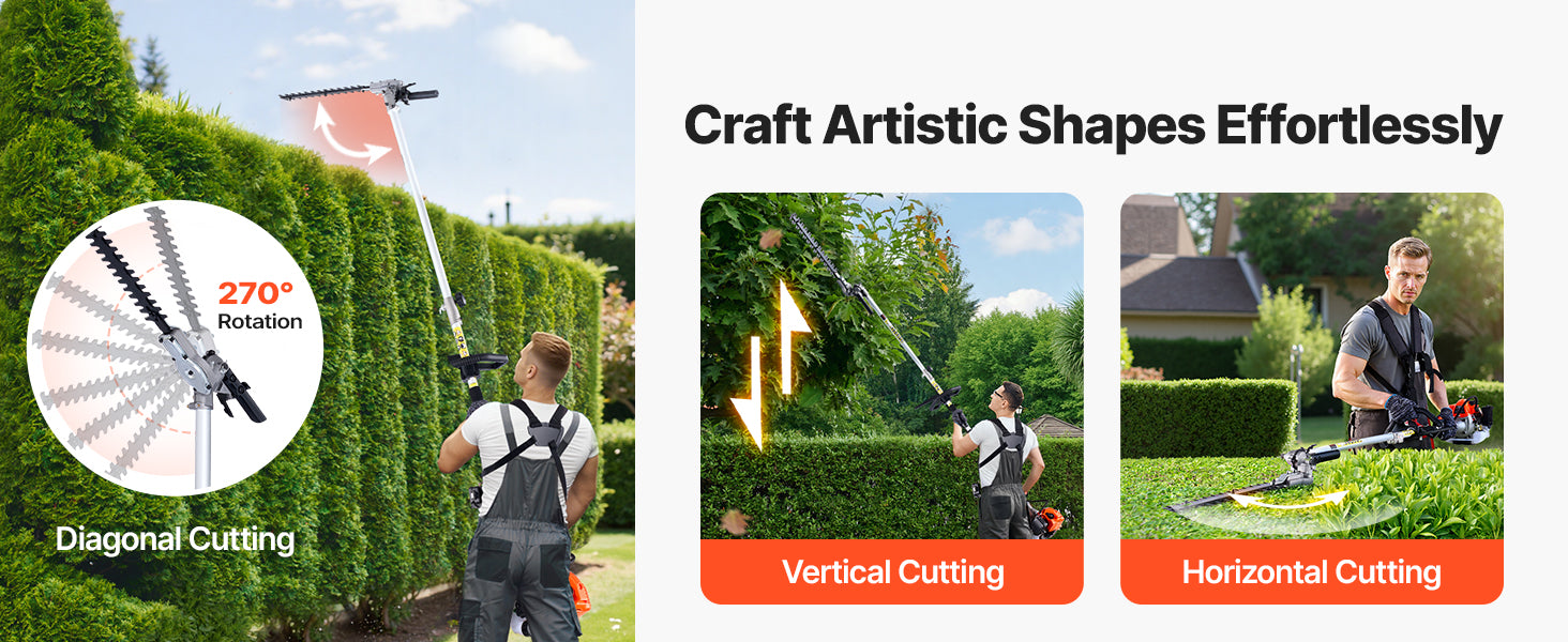 SucceBuy Gas Hedge Trimmer 2 Cycle Gas Power Handheld Hedge Trimmer Weed Eater with Protective Gear Set for Trimming Shrub Bush