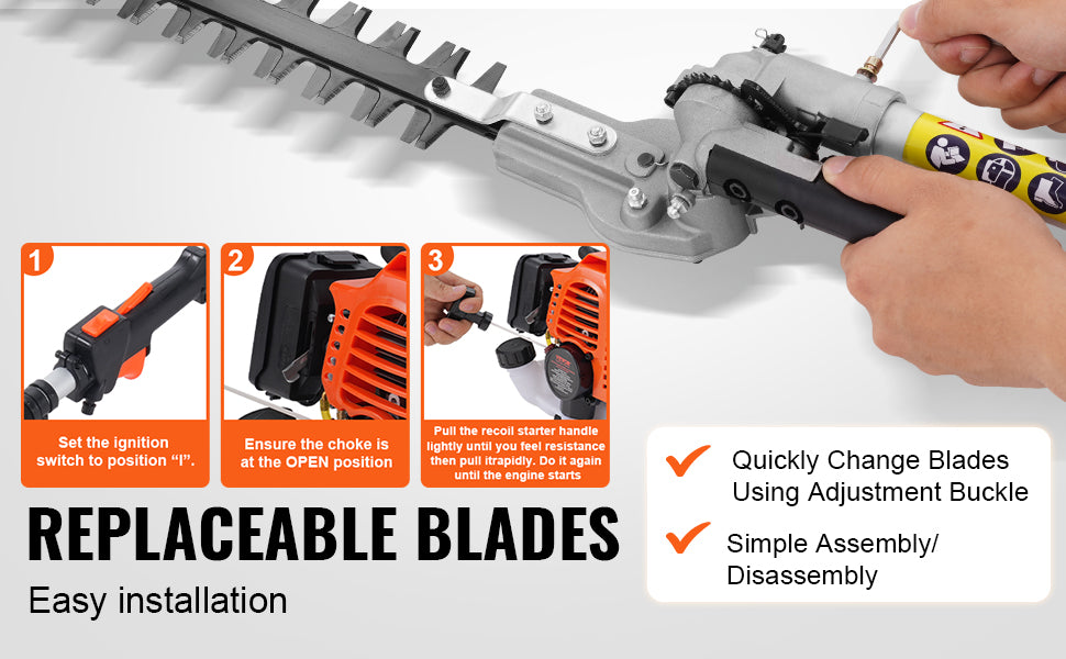 SucceBuy 26CC 5-in-1 Multi-Functional Trimming Tools Gas Hedge Trimmer Weed Eater String Trimmer Edger Pole Saw Chainsaw Pruner