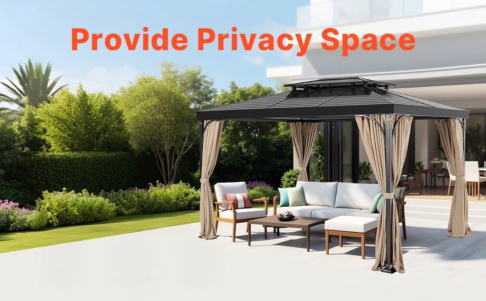 SucceBuy Gazebo Gardiner 4-panel sidevæg gazebo privatlivsgardiner med lynlåse universel solskærm gardiner erstatning til terrasse