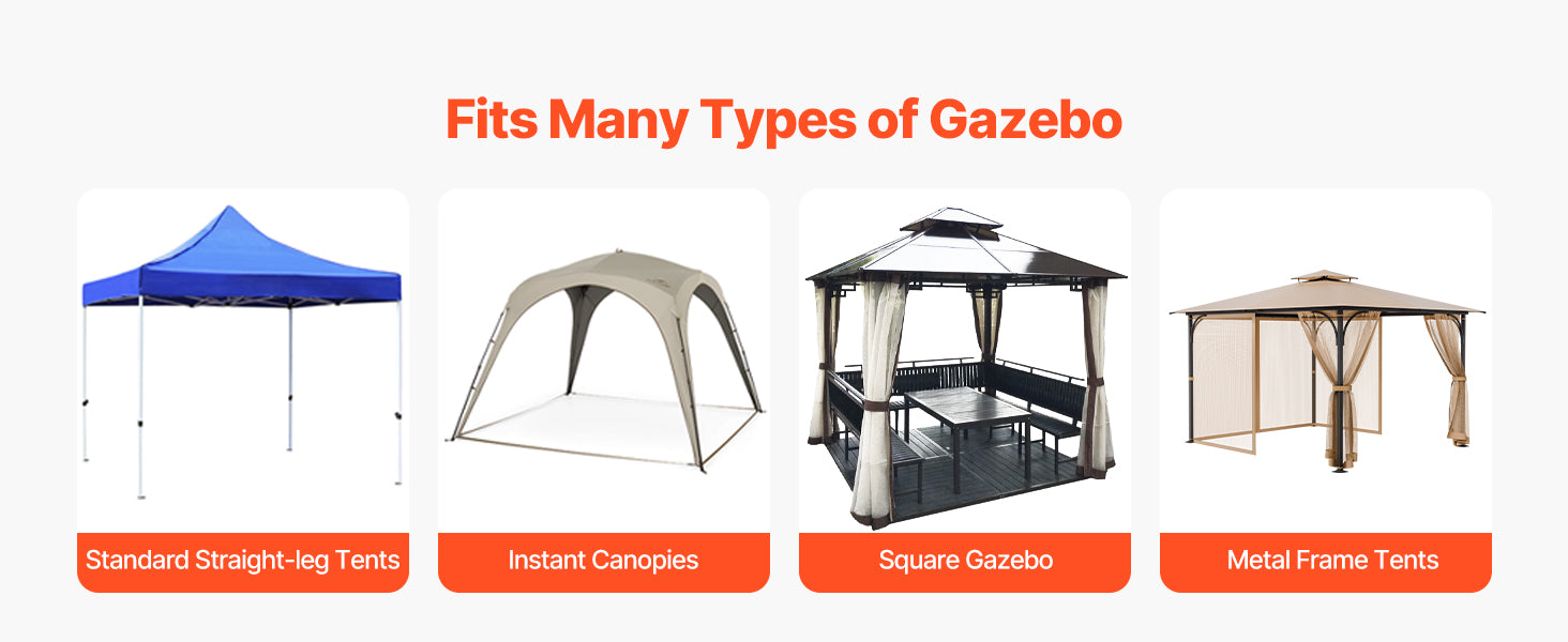 SucceBuy Plasă/Net gazebou înlocuire potrivit pentru majoritatea 10 x 12 x 7 ft Gazebo: perdea/tapiserie 4 panouri siderale plasă cort plasă ecran (Numai plasă)