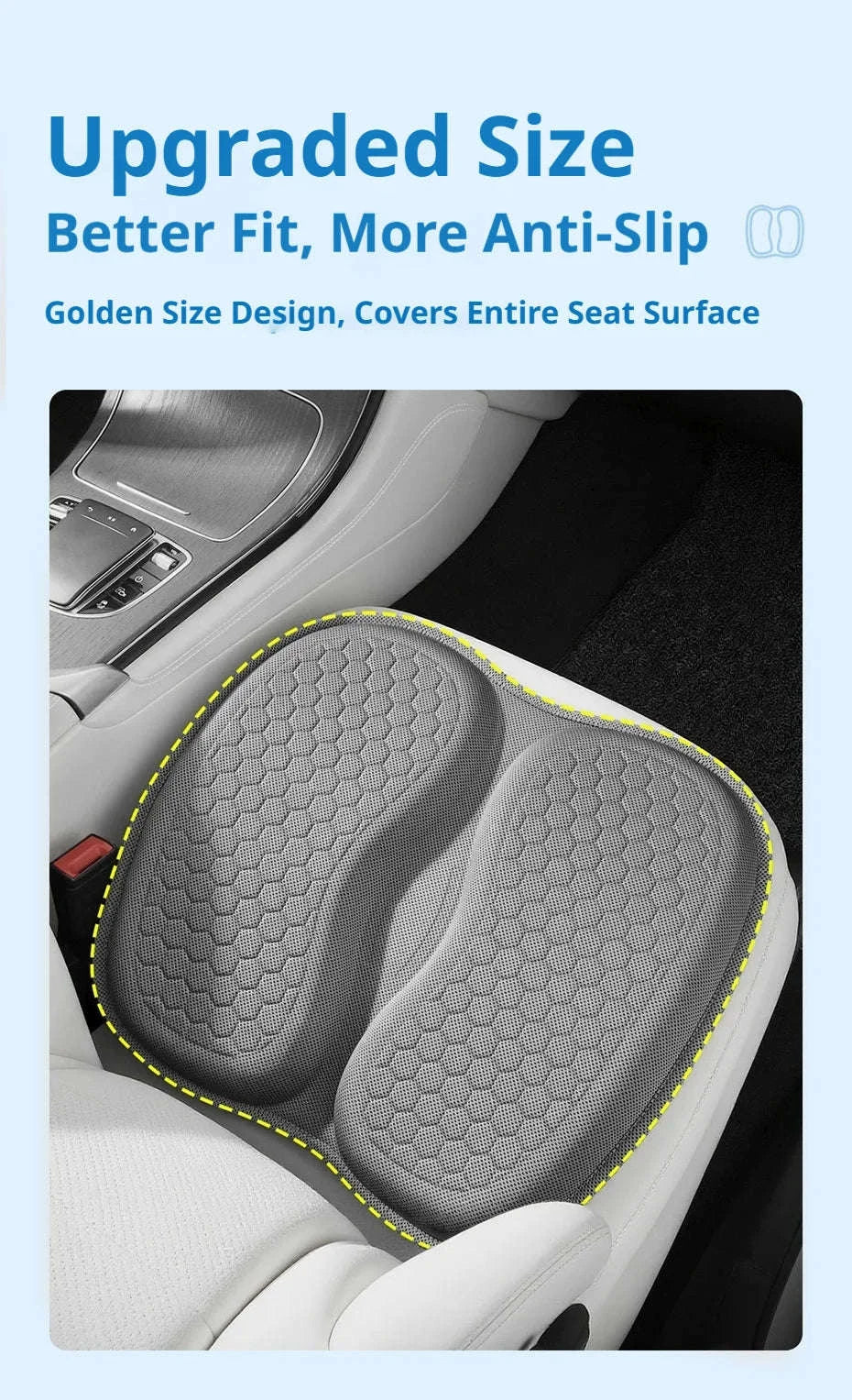 Gel Car Seat Cushion for Breathable Pressure Relief-Black