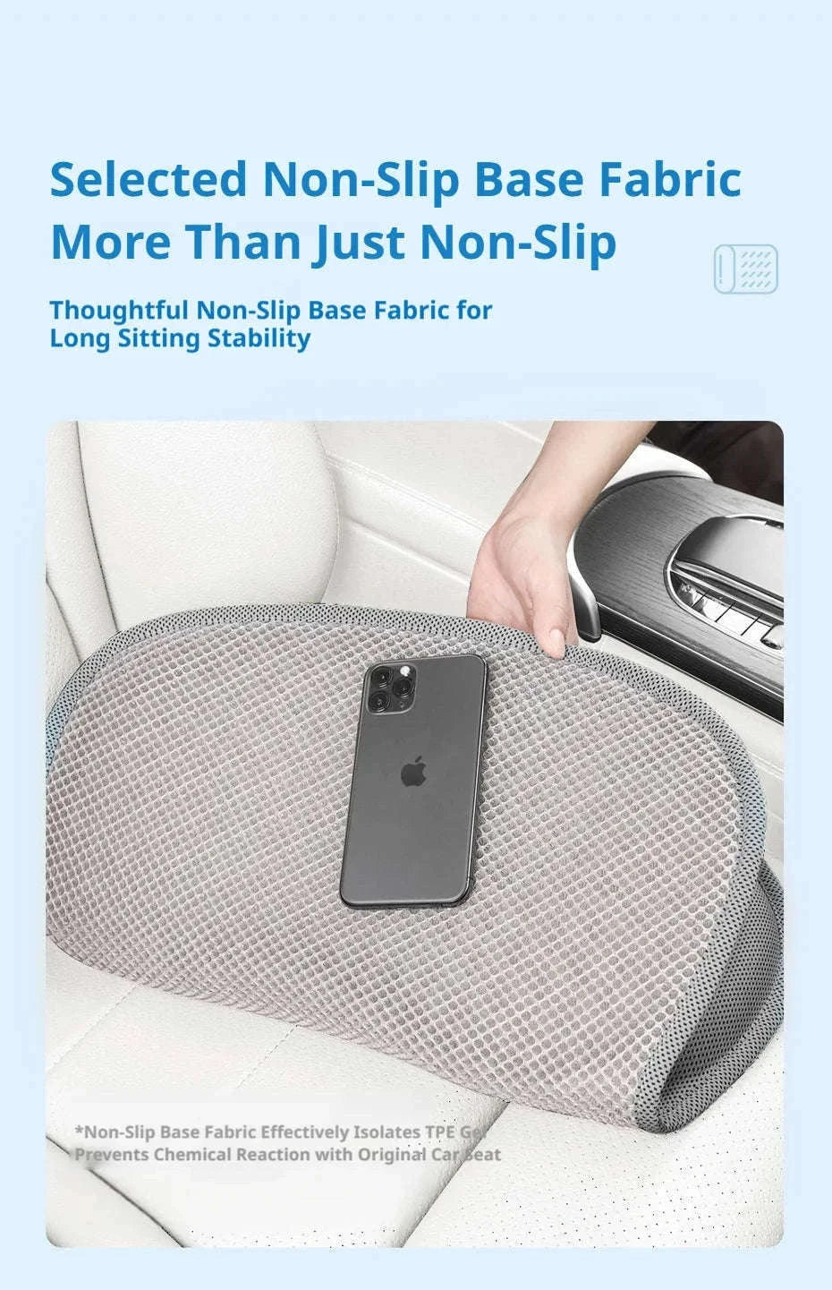 Gel Car Seat Cushion for Breathable Pressure Relief-Black