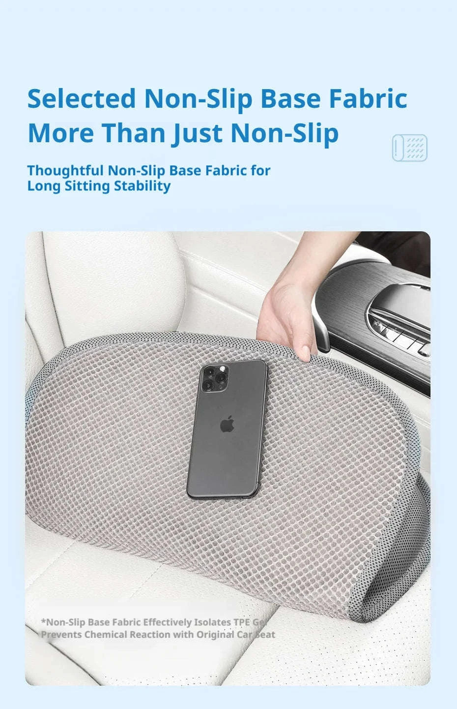 Gel Car Seat Cushion for Breathable Pressure Relief-Black