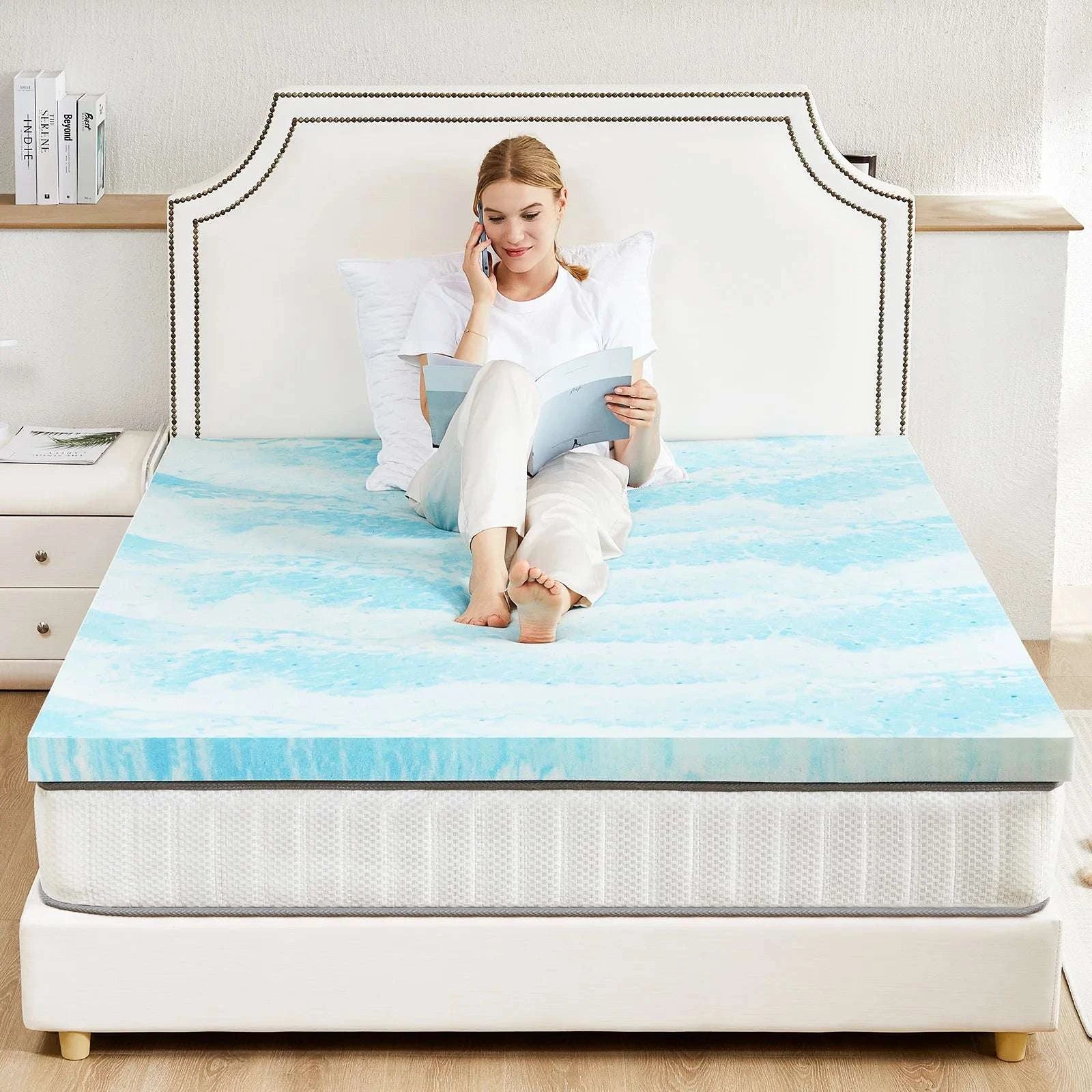 Gel Memory Foam Mattress Topper Cooling Soft Breathable Sleep Layer-2IN California King / United States