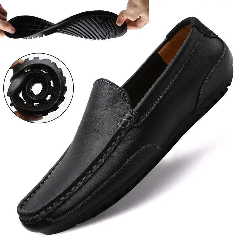Genuine Leather Breathable Slip-On Loafers for Men-YELLOW / 42