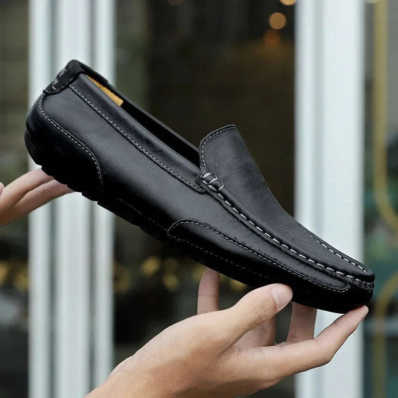 Genuine Leather Breathable Slip-On Loafers for Men-YELLOW / 42