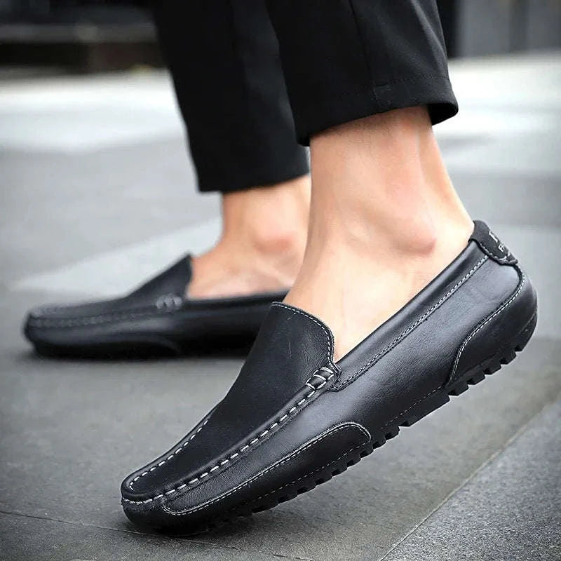 Genuine Leather Breathable Slip-On Loafers for Men-YELLOW / 42
