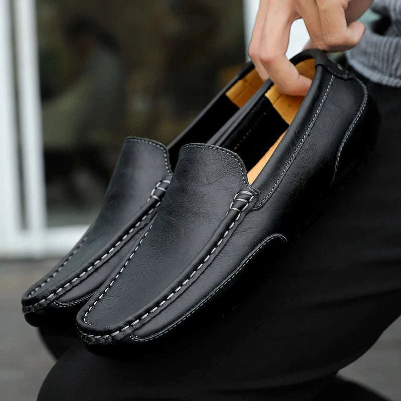 Genuine Leather Breathable Slip-On Loafers for Men-YELLOW / 42