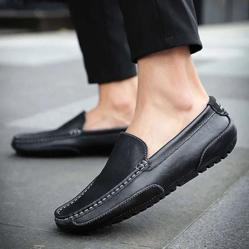 Genuine Leather Breathable Slip-On Loafers for Men-YELLOW / 42
