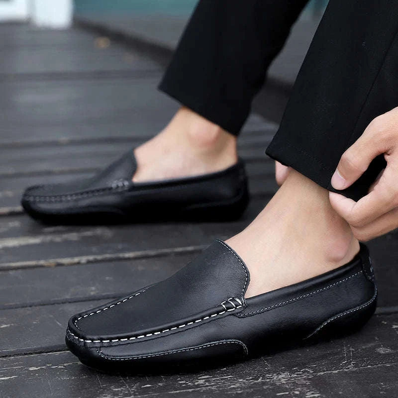 Genuine Leather Breathable Slip-On Loafers for Men-YELLOW / 42