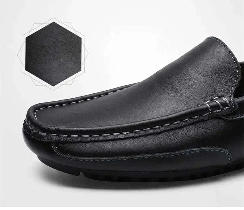 Genuine Leather Breathable Slip-On Loafers for Men-YELLOW / 42