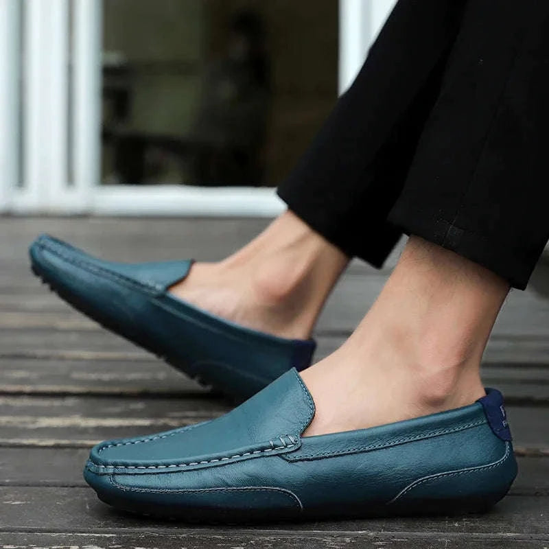 Genuine Leather Breathable Slip-On Loafers for Men-YELLOW / 42