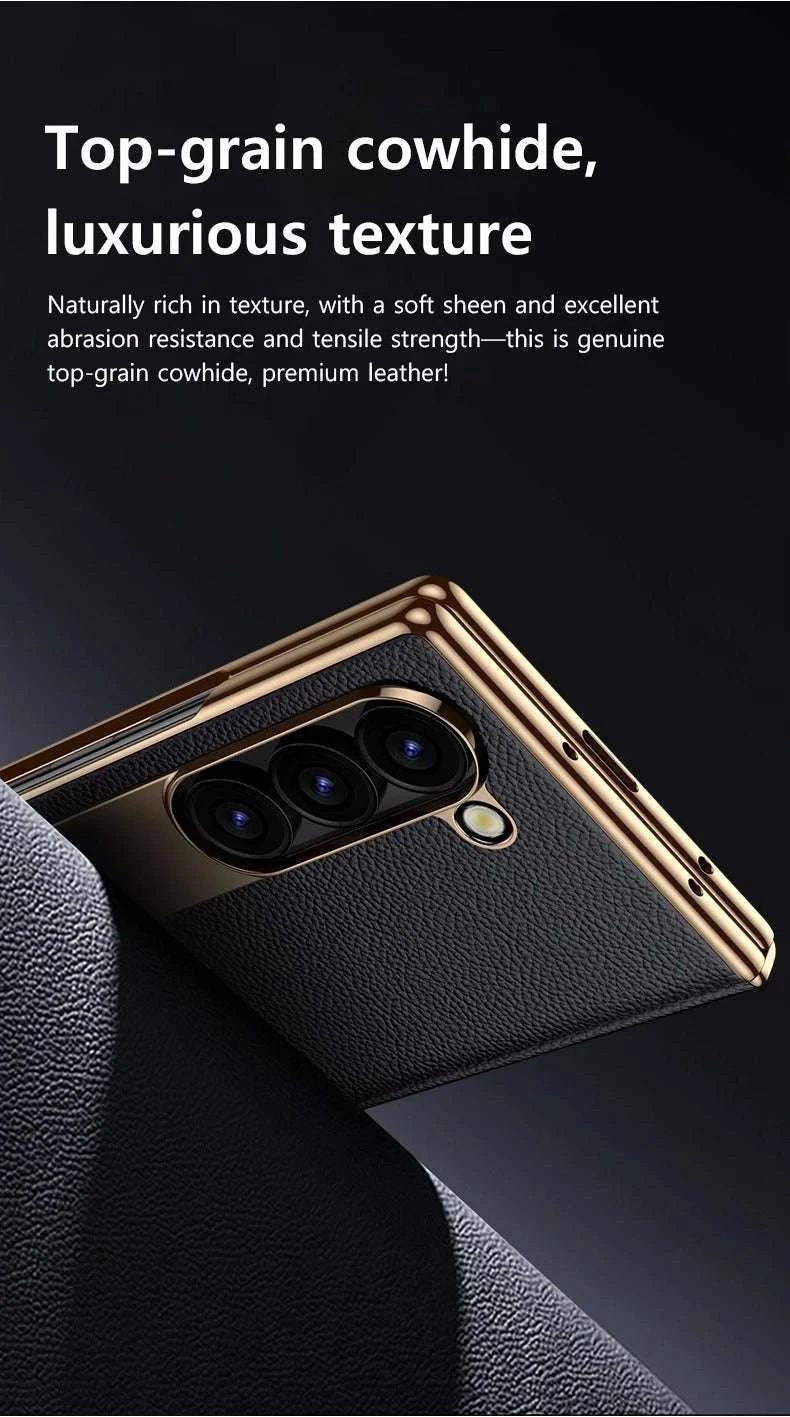 Genuine Leather Case with Magnetic Hinge Stand for Samsung Galaxy Z Fold-photo colour / For Galaxy Z fold 3
