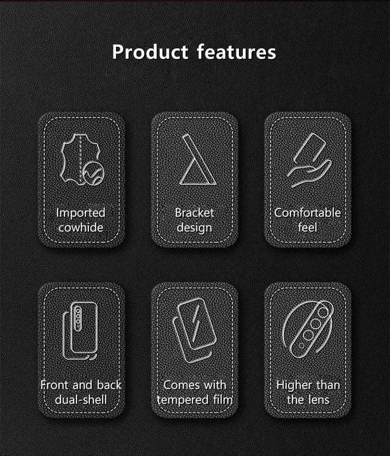 Genuine Leather Case with Magnetic Hinge Stand for Samsung Galaxy Z Fold-photo colour / For Galaxy Z fold 3