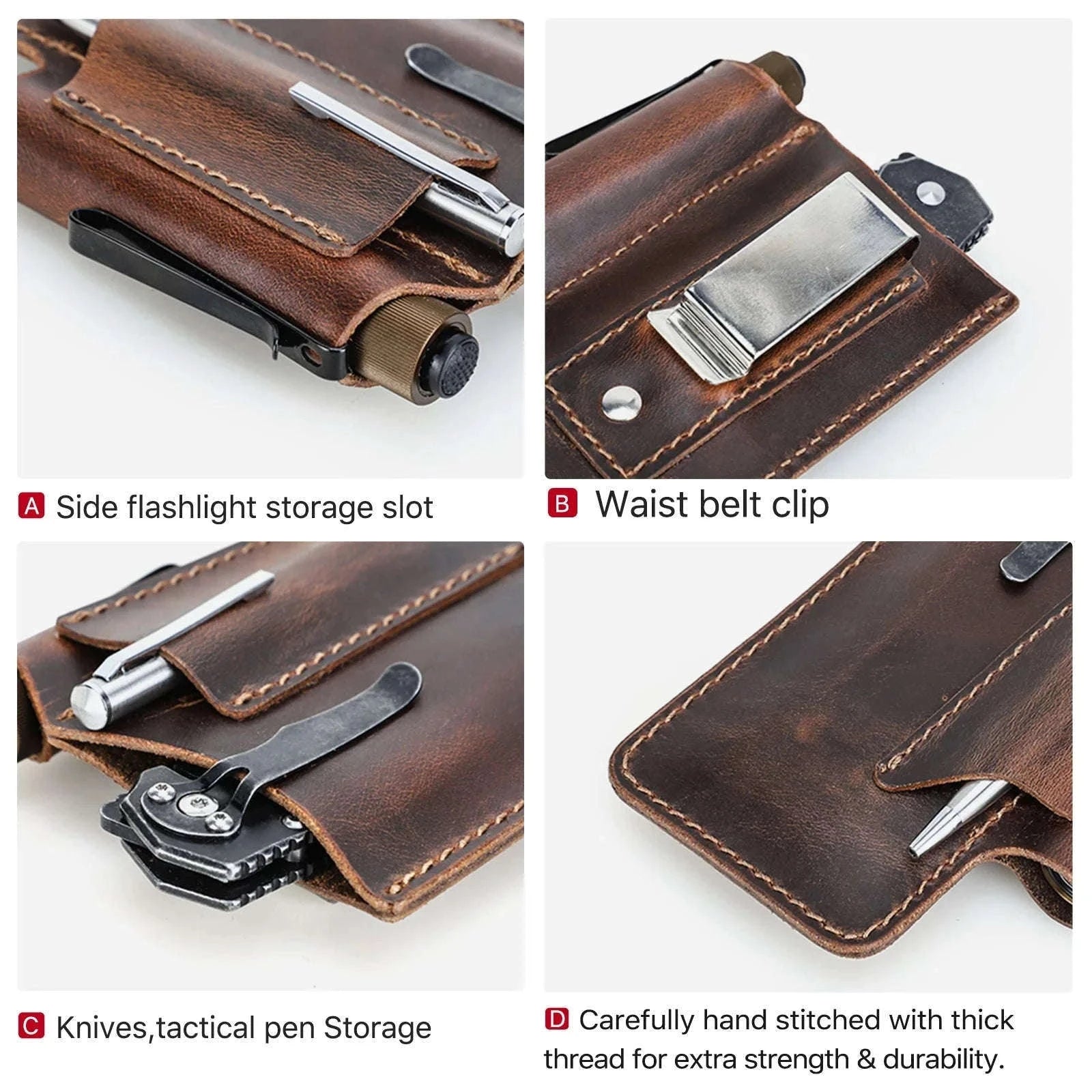 Genuine Leather Tactical Tool Belt Pouch for Outdoor & Work Use-