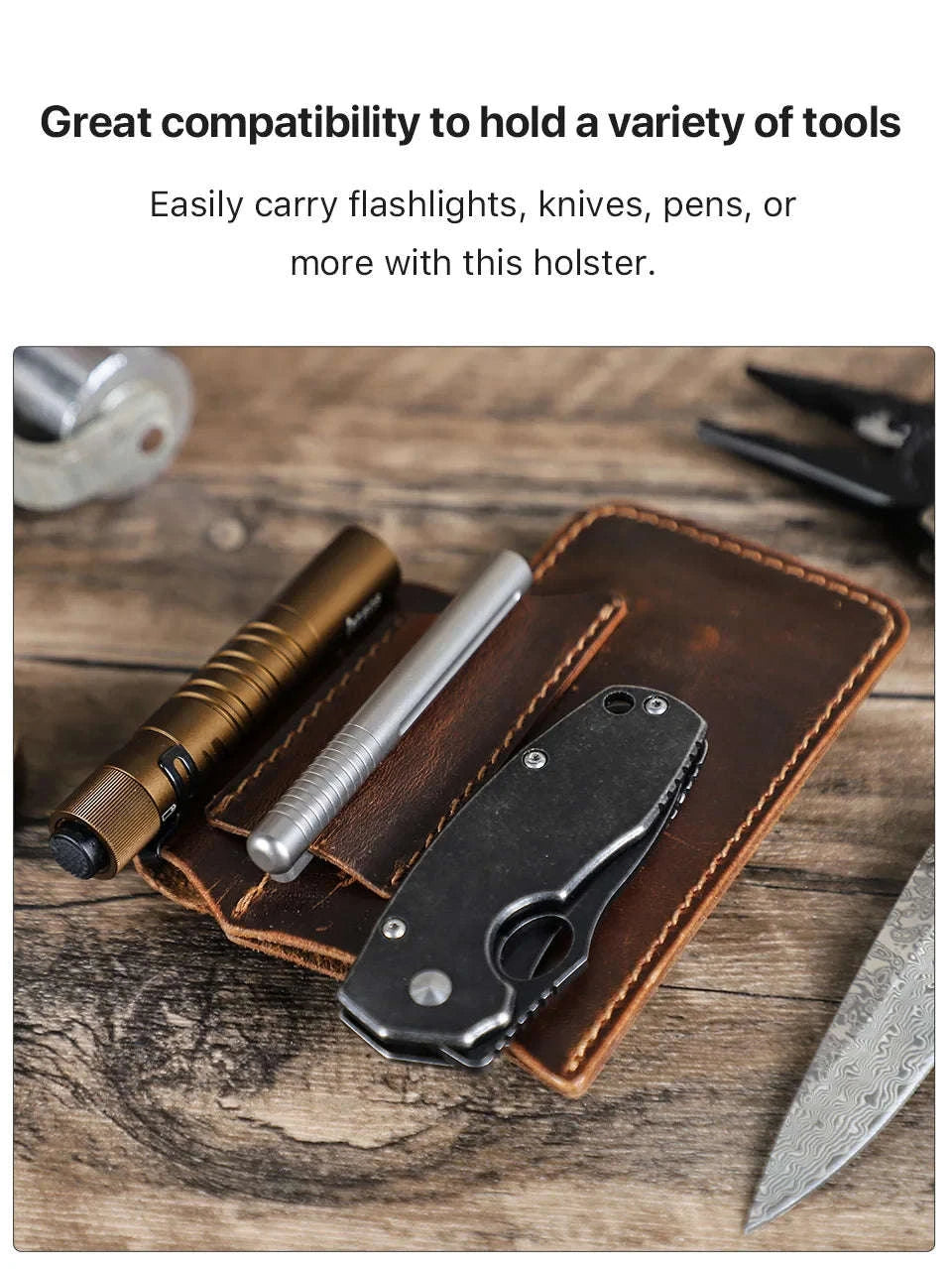 Genuine Leather Tactical Tool Belt Pouch for Outdoor & Work Use-coffee