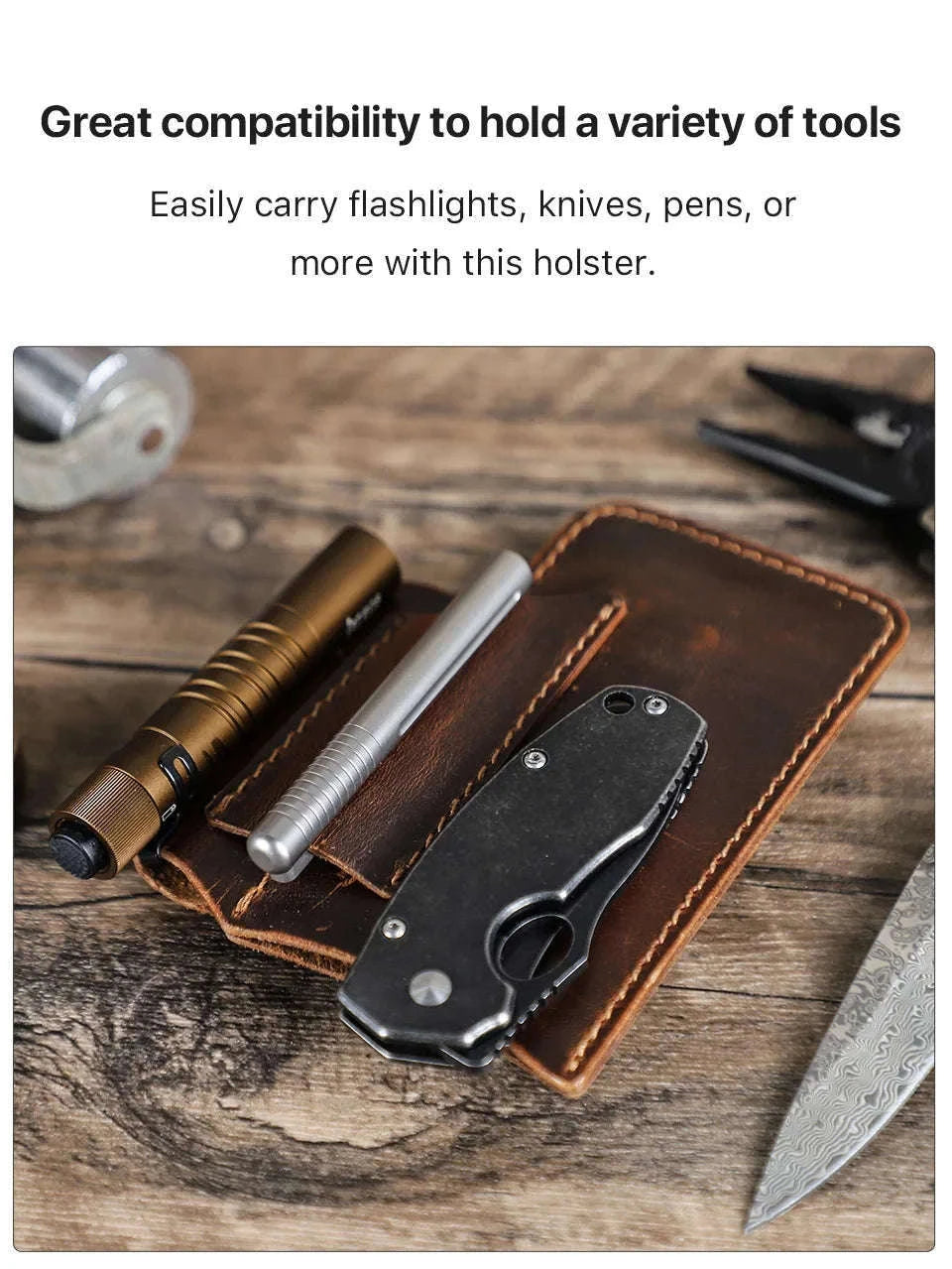 Genuine Leather Tactical Tool Belt Pouch for Outdoor & Work Use-
