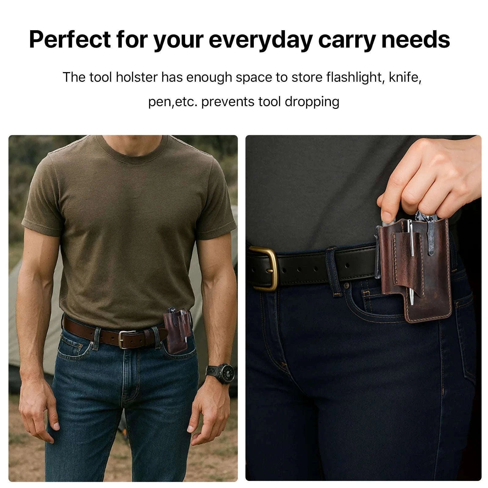 Genuine Leather Tactical Tool Belt Pouch for Outdoor & Work Use-