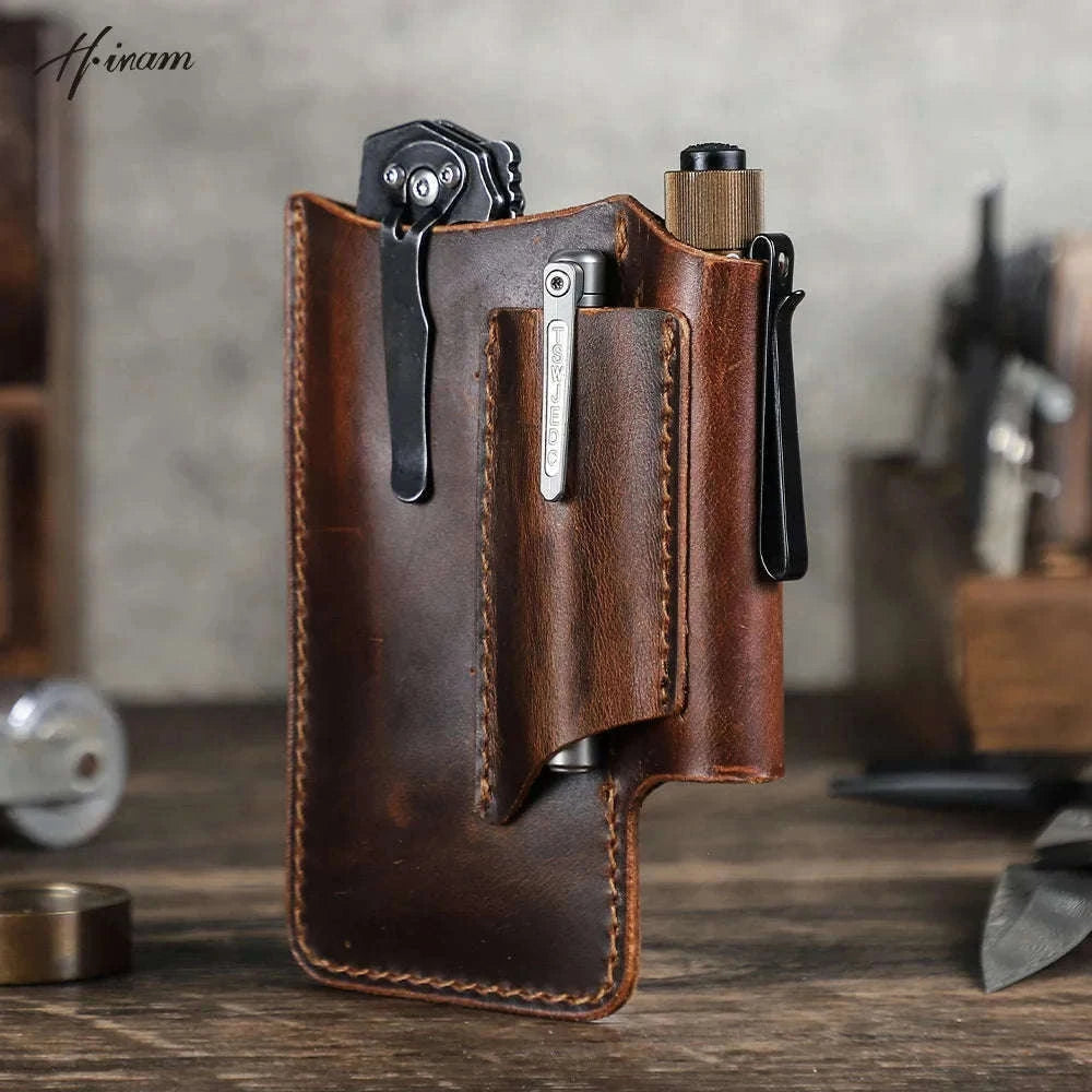 Genuine Leather Tactical Tool Belt Pouch for Outdoor & Work Use-