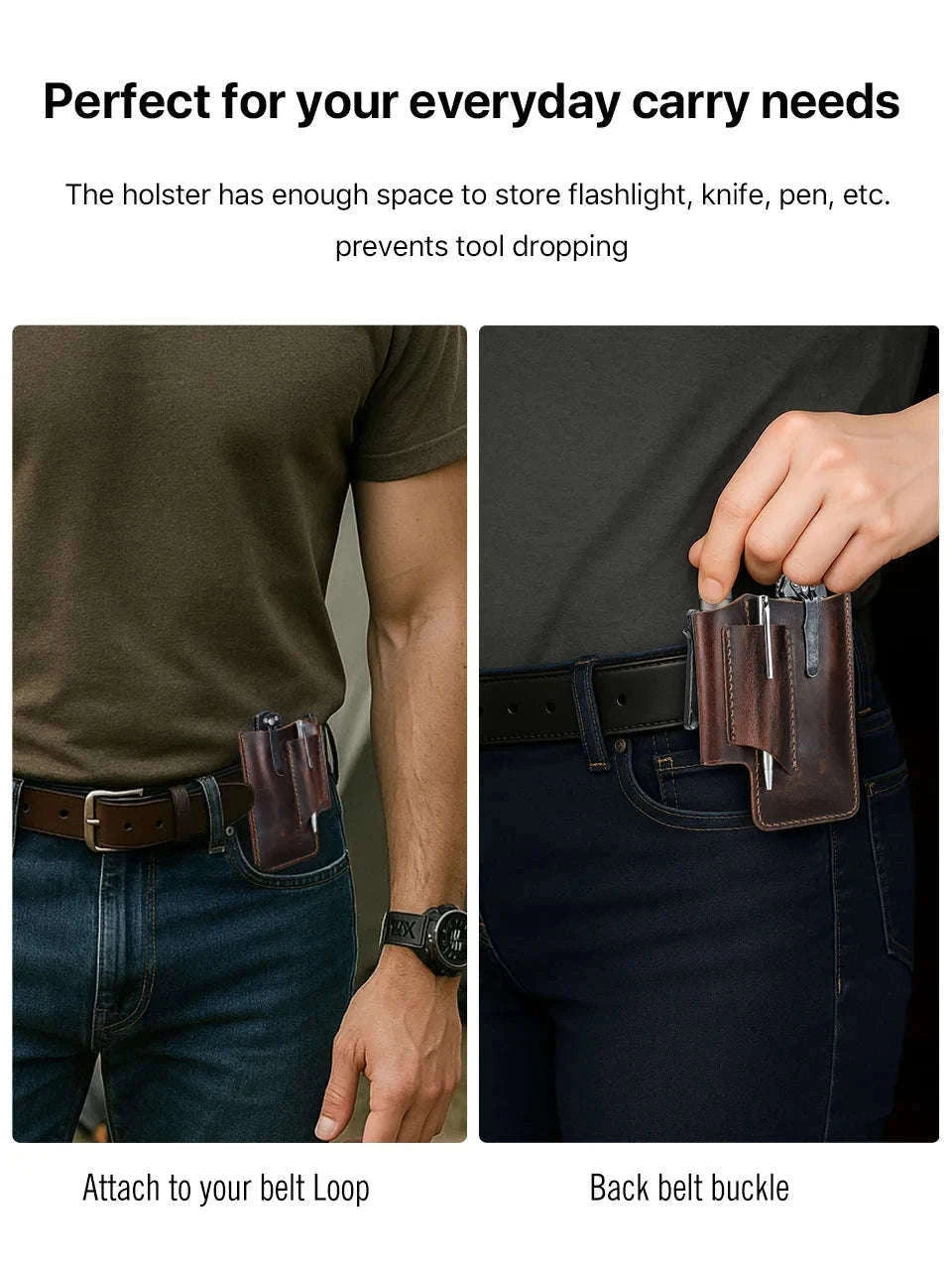 Genuine Leather Tactical Tool Belt Pouch for Outdoor & Work Use-