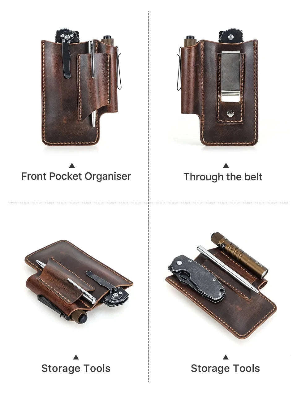 Genuine Leather Tactical Tool Belt Pouch for Outdoor & Work Use-