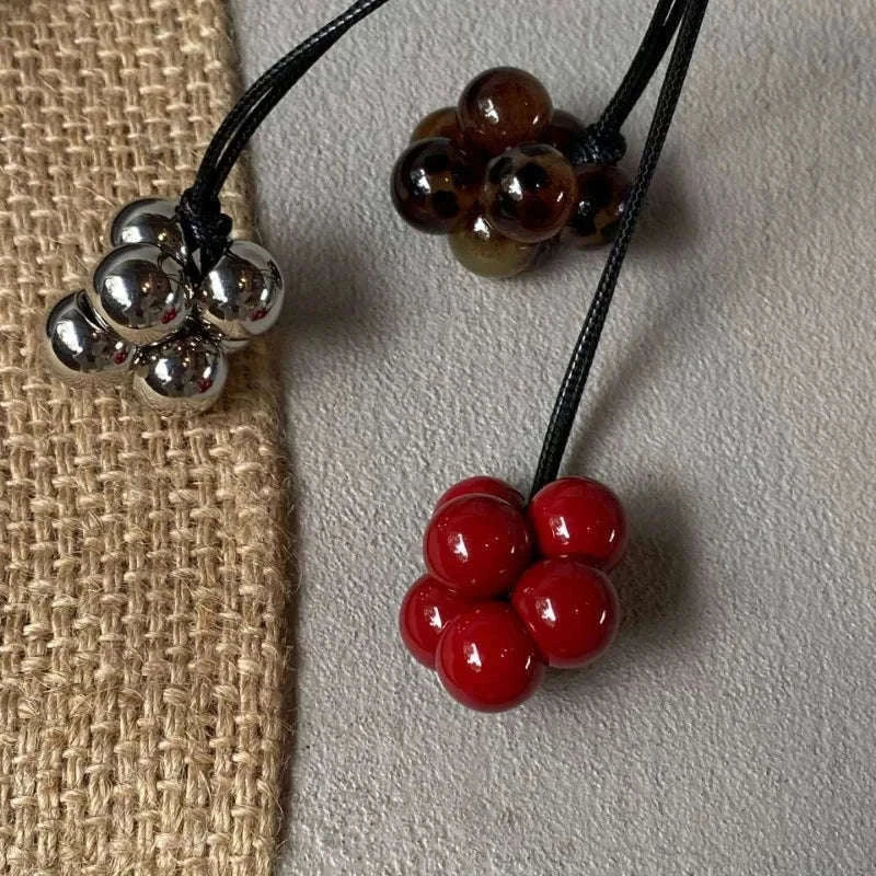 Geometric Beaded Pendant Necklace for Women – Trendy Long Cord-Leopard Print