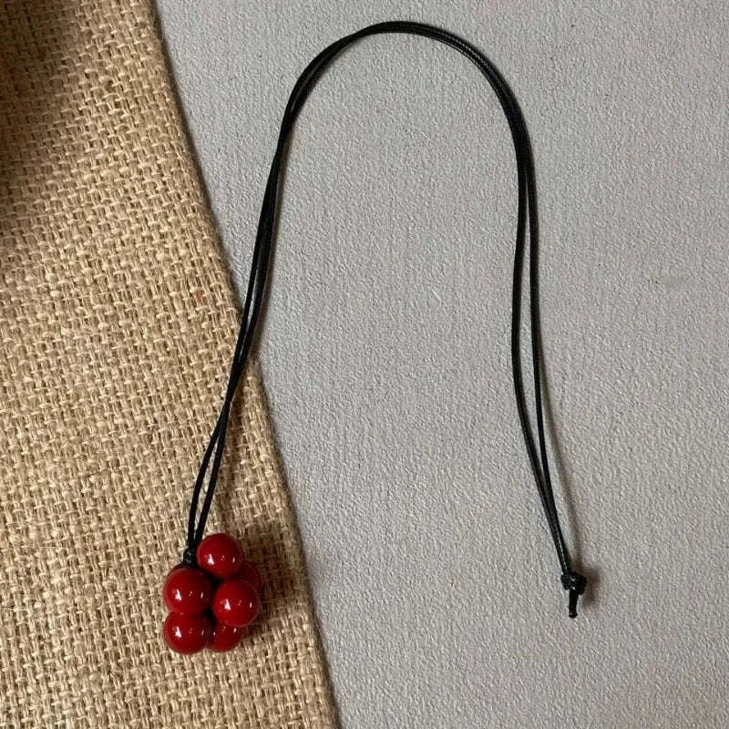 Geometric Beaded Pendant Necklace for Women – Trendy Long Cord-Leopard Print
