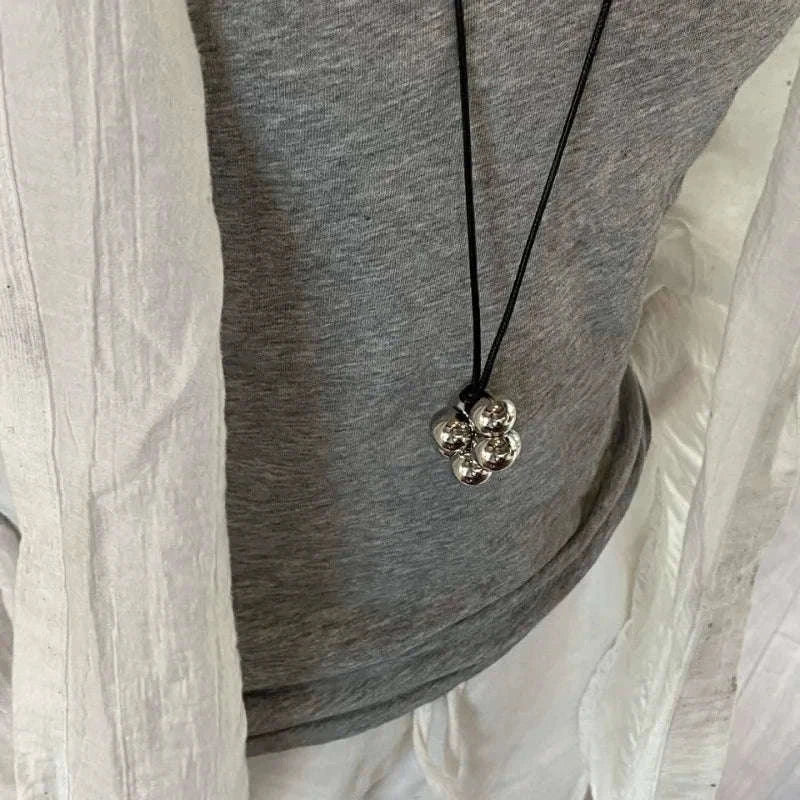 Geometric Beaded Pendant Necklace for Women – Trendy Long Cord-Leopard Print
