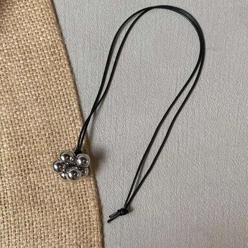 Geometric Beaded Pendant Necklace for Women – Trendy Long Cord-Leopard Print