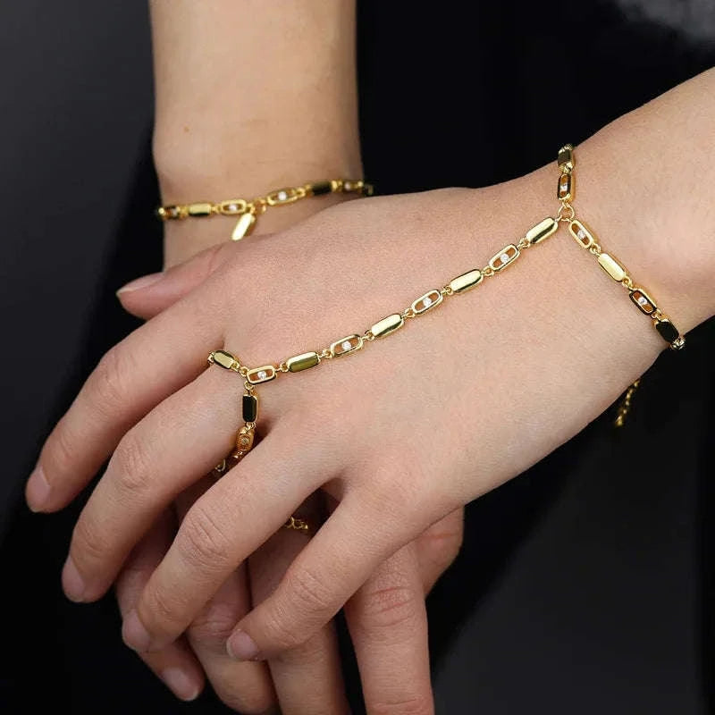Geometric CZ Tennis Chain Y Lariat Necklace for Women – Elegant Choker Style-N482 gold