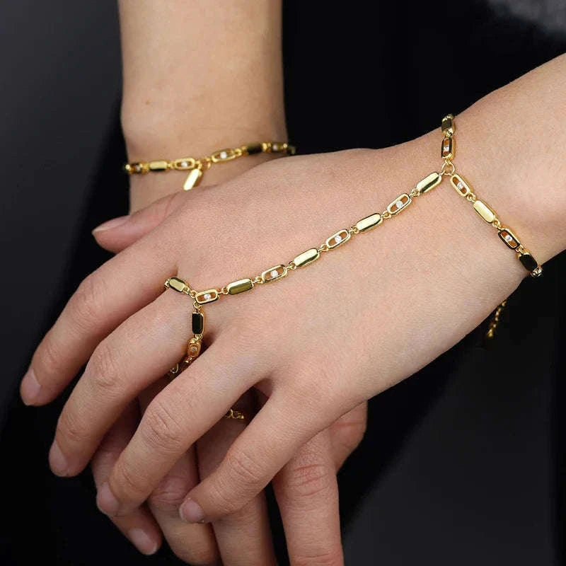 Geometric CZ Tennis Chain Y Lariat Necklace for Women – Elegant Choker Style-N482 gold