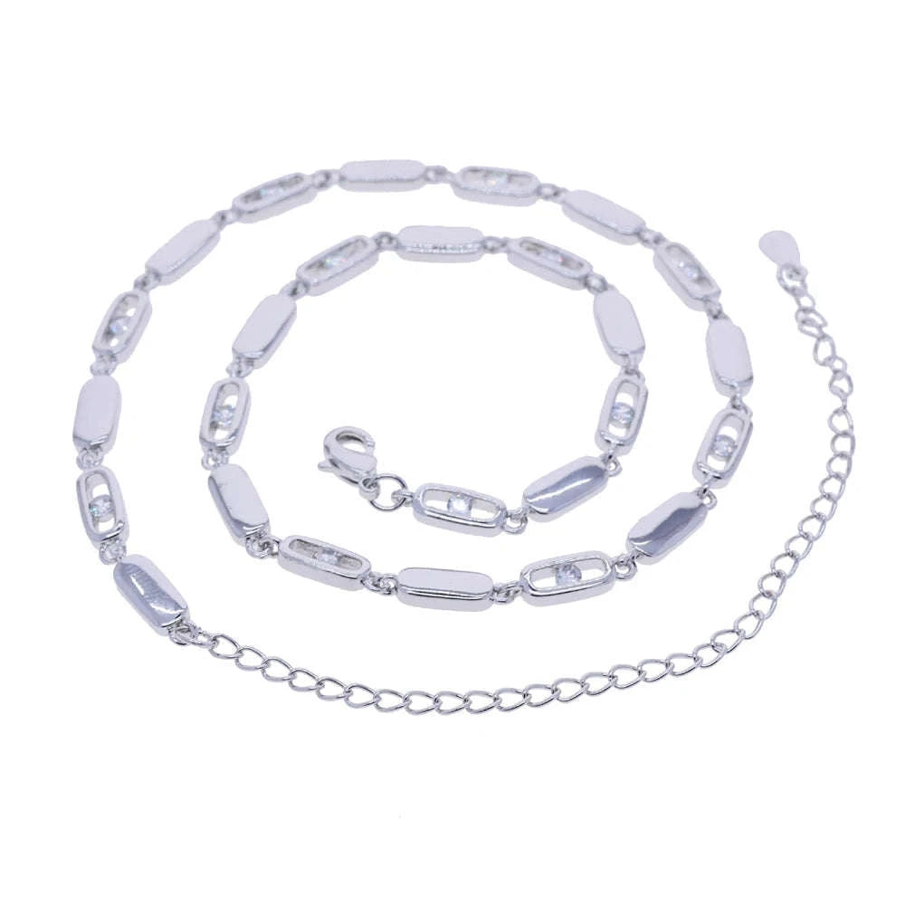 Geometric CZ Tennis Chain Y Lariat Necklace for Women – Elegant Choker Style-N482 gold