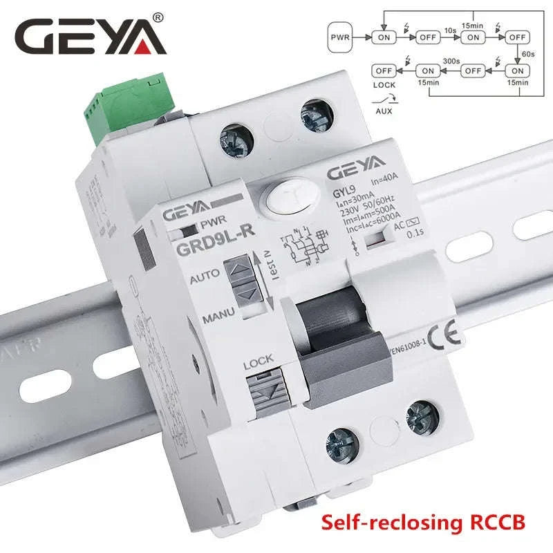GEYA GRD9L‑R Automatic Reclosing RCD Circuit Breaker-RCCB-2P-40A-30mA / spain / GRD9L-R-AC220V