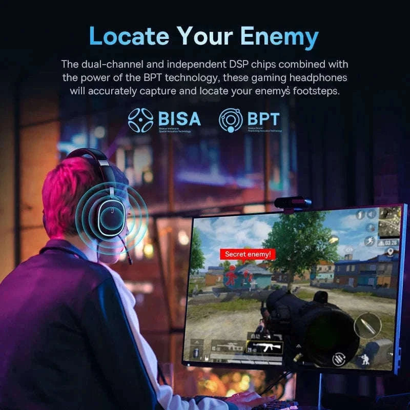 GH02 Gaming Wireless Headphone with Mic, Bluetooth 5.3, 40mm Driver, 2.4G/Wireless/Wired, RGB-Black / spain